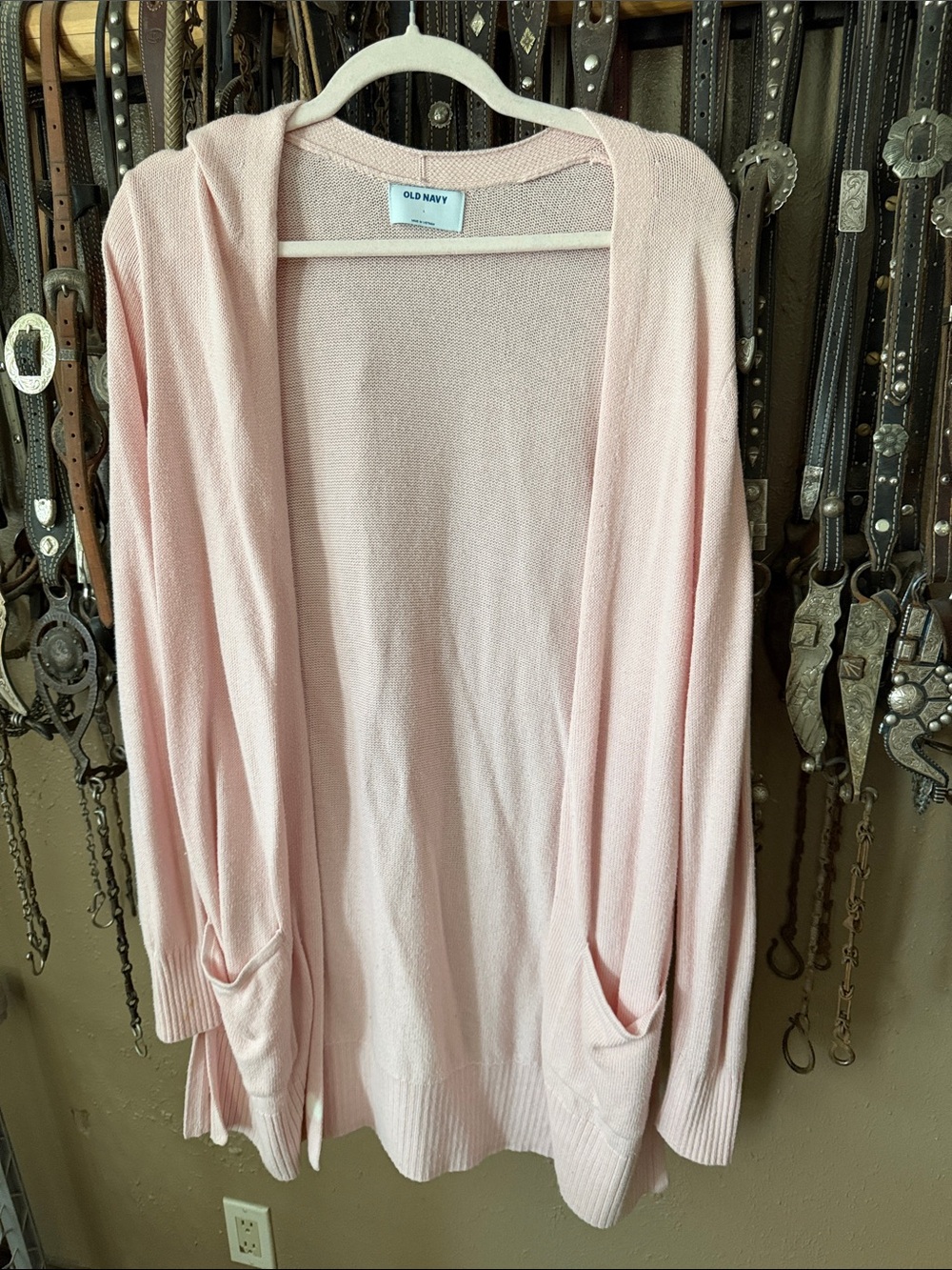 Old Navy Pale Pink Open-Front Hooded Cardigan